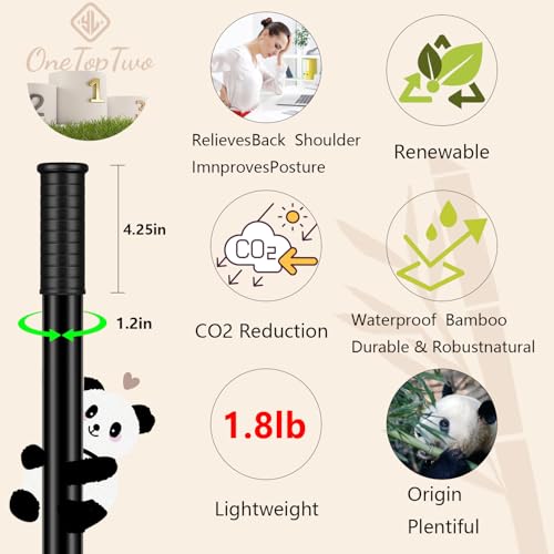 5ft Yoga Stick from Natural Bamboo with Non-Slip Handle-Stretching Stick for Mobility, Flexibility,Exercise,Workout, Physical Therapy,Pilates,Balance Fitness-Access Online Video Guide Without Any Info - color: All Black 5ft