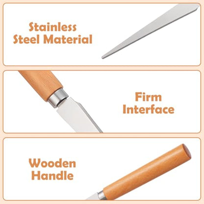 Fettling Sculpture Carpenter for Polymer Smoothing: 10pcs Wood Handles Steel Tool Shaping with Art Blade Ceramic Wooden Handle Sculpting Pottery Clay Sculpting DIY Craft