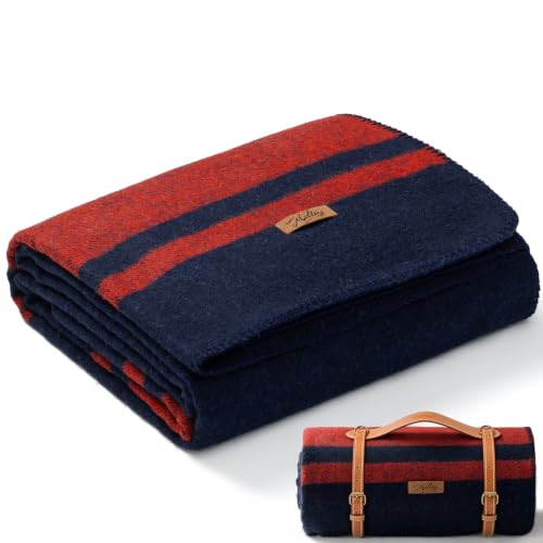 Molithe 100% Wool Blanket, 62" x 48", Warm, Thick, Washable, Military | Great for Camping, Outdoors, Sporting Events, Survival KitsBlue and Red - color: Sun, size: Medium