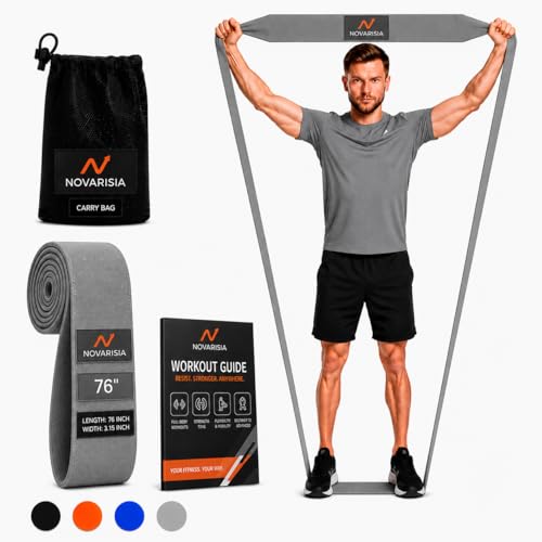 76 Inch Fabric Resistance Band for Strength Training, Mobility, and Stretching, Non-Slip Workout Band for Athletes, Home Gyms, Yoga, and Physical Therapy - color: Gray