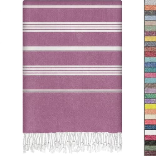 EPHESUS TOWELS Turkish Beach Towel - 38x70 inch Oversized - Sultan Design - Turkish Towel for Beach, Bath, Pool, Gym, Yoga - Prewashed, Lightweight, Quick Dry (Light Orchid) - color: Light Orchid