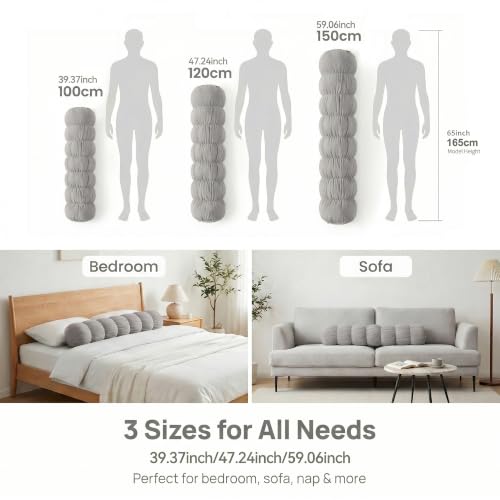 Pat. Pend. Long Bolster Pillow for Bed, 39 Inch, Zinc Gray - color: Zinc Gray, size: 39"x 7.87"