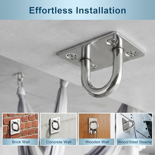 10 PCS Pad Eye Hooks Stainless Steel Ceiling Hooks Ring Hook