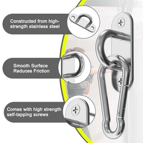 Heavy Duty Stainless Steel Pad Eye Hooks, for Hammock Swing & Yoga(3Pack) | 500 lbs Weight Capacity，Indoor & Outdoor Mounting，Multi-Purpose Anchor Points，Maintains Stability in Harsh Weather Conditions