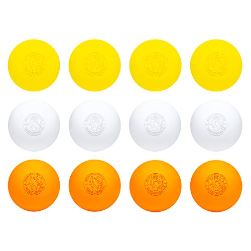 Signature Lacrosse Ball Set - Packs of 2, 4, 8, 12, and 100 - No Chemical Smell Massage Balls, Myofascial Release Tools, Back Roller, Muscle Knot Remover - color: Multi-colored, size: 12 Balls