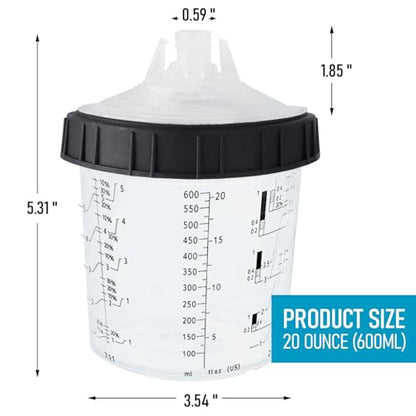 Disposable Paint Sprayer Mixing Cup Kit for Automotive Paint Gun - 10pcs, 20 Ounce, 10 Liners, 10 Lids, 1 Hard Cup, 4 Plugs - size: 10pcs