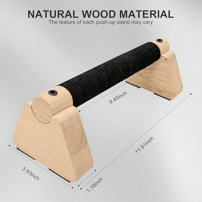 Wooden Parallettes Bars, 2 PCS Wood Push Up Bars Non-Slip Base - color: 12inch
