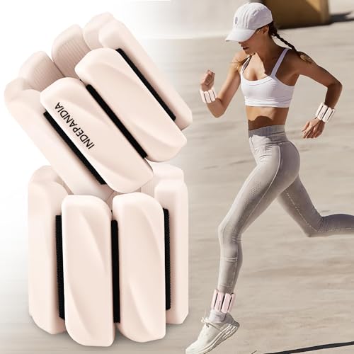 Ankle Wrist Weights for Women 2lbs/4lbs Pairs Adjustable Silicone Weights - color: Beige, size: 2 lbs Pair (1 lb Each)