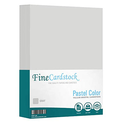 Gray 67lb Vellum Bristol Cardstock, Lightweight Cover Card Stock Paper - Great for Arts and Crafts, Wedding Invitations, Documents and Brochures | 8.5 x 11 (Letter Size) | 250 Sheets per Pack - color: Gray, size: 8.5 x 11