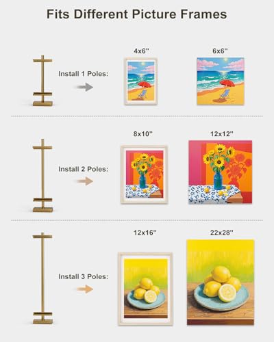 Adjustable Tabletop Easel Stand, Picture Easels for Display Up to 29" H, Metal Picture Frame Holder Stand Table for Art, Photo (Gold) - color: gold