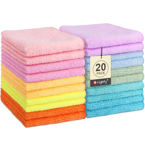 Orighty Wash Cloths, Face Towels 12x12 Inch 20 Pack - color: Multicolor