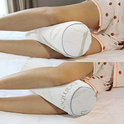 Kingnex Cylinder Bolster Roll Pillow for Sleeping on Back or Side 18x6 | Under Knee to Relief Lower Back Pain, Between Legs for Side Sleepers, Bamboo Viscose Cooling Removable Cover - size: 18 x 6"