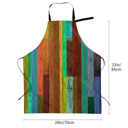 Artist Painting Apron with 2 Pockets Painters Art Aprons Gifts for Women Men - color: Colorful Wooden