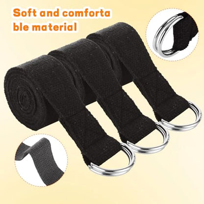 LANIAKEA 24PCS Yoga Strap for Stretching 6ft Exercise Adjustable Straps Yoga Belt with Adjustable D Ring Buckle for Pilates Gym Workouts Fitness Improves Sitting Posture