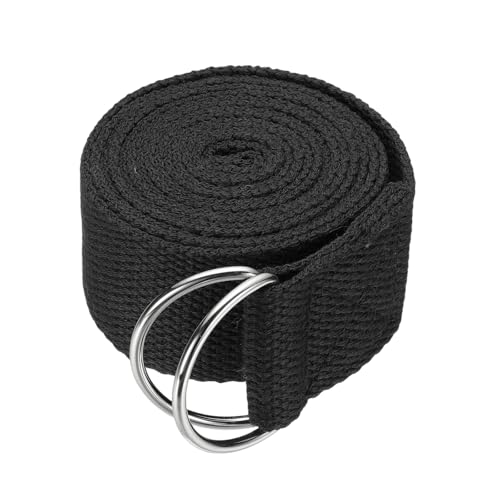 Yoga Strap for Stretching, Athletic Stretch Band with Adjustable Metal D Ring Buckle Yoga Bands - color: Black, size: 5.9ft