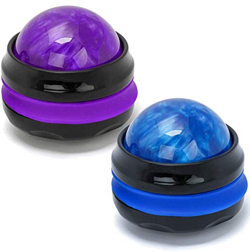 Coolrunner Massage Ball, 2-Pack Handheld Manual Roller Massager | Self Massage Therapy and Relax Full Body Tools, For Sore Muscles, Shoulders, Neck, Arms, Legs, Back, Foot, Body - color: Blue+purple