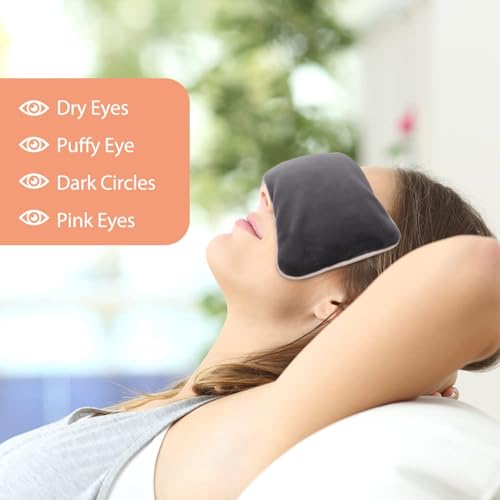 Unscented Weighted Eye Pillow for Yoga, Relaxation | Microwavable Moist Heat Eye Compress Mask with Washable Cover for Meditation, Yoga, Spa, Sleeping, Migraine Relief - color: Gray (No Scent Added)