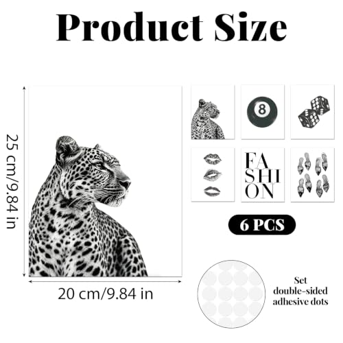Dazoratix Stockholm Wall Art Decor, Black White, 6 Pcs | Fashion Cheetah Posters, Aesthetic Y2K Trendy Chic Stylish, Collage Prints, Living Room Bedroom Dorm Gallery, Unframed - color: Stockholm