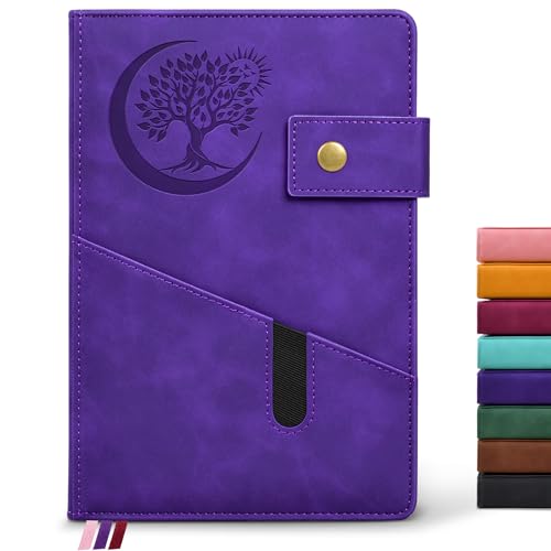 PAIBAS Lined Journal Notebook for Men, A5 Leather Journals for Writing Women, Hardcover Notebooks for Work,School,Note Taking,Travel,Business,Personal daily Diary,200 Page College Ruled (5.9" x 8.4") - color: Purple, size: Lined Page