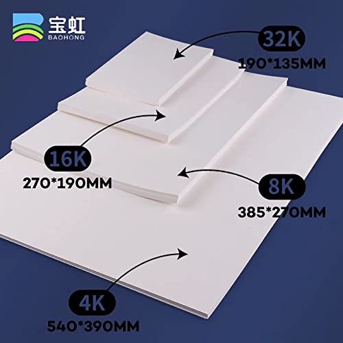 BAOHONG Academy Grade Watercolor Roll, 100% Cotton, Acid-Free, 140LB/300GSM, Cold Press Textured (Roll of 390x540mm, 10 Sheets in Cold Press) - size: Roll of 15.4" x 21.3", 10 Sheets in Cold Press
