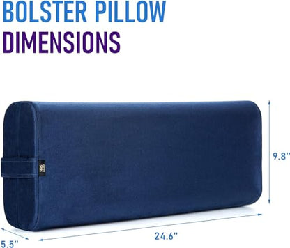 Yoga Bolster Pillow – Firm Rectangular Cushion for Restorative Yoga, Back & Hip Support, Meditation & Physical Therapy, Washable Cover with Carry Handle
