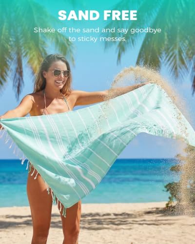 6 Pack Turkish Beach Towels Quick Dry Sand Free Oversized Bath Pool Swim Towel Extra Large XL Blanket Adult Travel Cruise Accessories Must Haves Clearance Stuff Necessities Vacation Essentials - color: Thinner Aqua, size: 72 x 36 inch