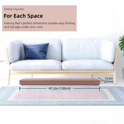 Foldable Yoga Mat 74"x47.2"x 0.4" – Large Yoga Mat | Non-slip, thick 0.4" cushion for comfort, odor-free TPE, for stretching/home gym/outdoor, easy store & carry
