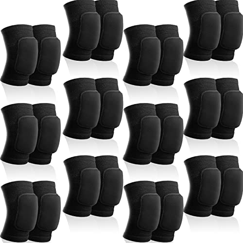 Lenwen 12 Pairs Volleyball Knee Pads Soft Breathable, Medium, Black - color: Black, size: Medium