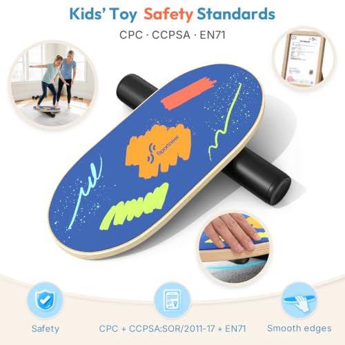 Sportneer Kids Balance Board, 4-Mode Adjustable Balance Trainer - color: Brush Blue