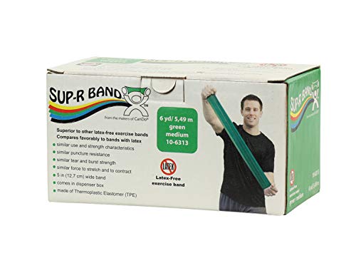 CanDo 10-6313 Sup-R Latex Free Exercise Band, 6 yd Roll, Green-Medium - color: Green: Medium, size: 6 yd