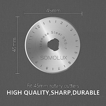 45mm Rotary Cutter Blades 6 Pack by SOMOLUX,Fits OLFA,Fiskars,DAFA,Dremel,Truecut Replacement, Quilting Scrapbooking Sewing Arts Crafts,Sharp and Durable - color: 6pcs 45mm for Olfa