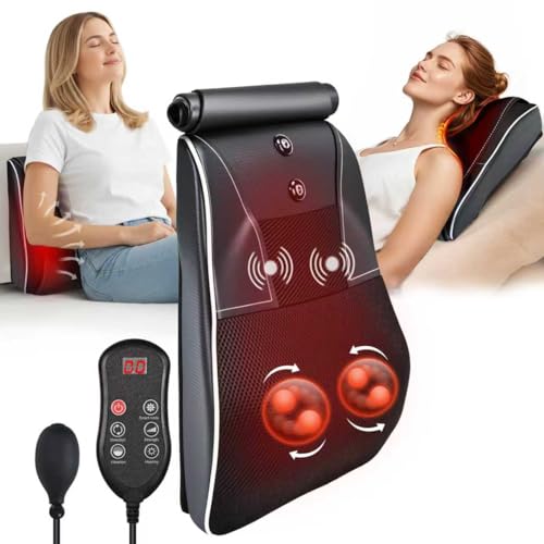 Shiatsu Back and Neck Massager with Heat. Back Massager for Pain Relief deep Tissue, 3D Kneading Massage Pillow or Back,Shoulder,Leg,Gifts for Mom,Dad,Women (Black) - color: Black-04