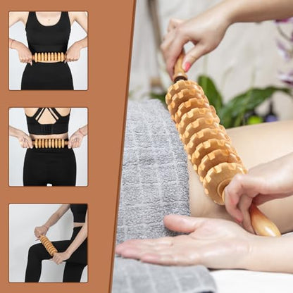 KintKita Wood Therapy Massage Tools, 4 in 1 Lymphatic Drainage Massager Body Sculpting Tools, Professional Maderoterapia Kit Cellulite Massager for Body Contouring,Relief Muscle