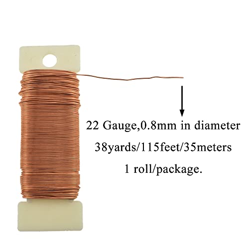 HAHIYO 22Gauge Rose Gold Floral Wire - 38Yards (115Feet) Flexible Paddle Wire for Crafts, Christmas Wreaths, Tree, Flower Arrangement, Bouquet Wrapping, Wedding DIY - color: RoseGold, size: 22Gauge-1P/38Yards