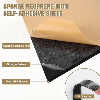 LSGCQ Sponge Neoprene Foam Padding Self Adhesive Foam Sheets, Black | Closed Cell Foam Sheet Neoprene Rubber Pad for DIY Gaskets Shock Pads Liner Crafts, 12" Wide x 1/16" Thick x 59" Long - color: Black, size: 12" Wide x 1/16" Thick x 59" Long