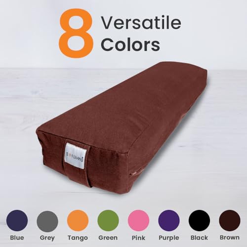 Pranayama Yoga Bolster Meditation Pillow - color: Brown, size: Rectangular 26" x 8" x 5"