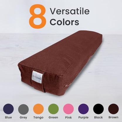 Pranayama Yoga Bolster Meditation Pillow - color: Brown, size: Rectangular 26" x 8" x 5"