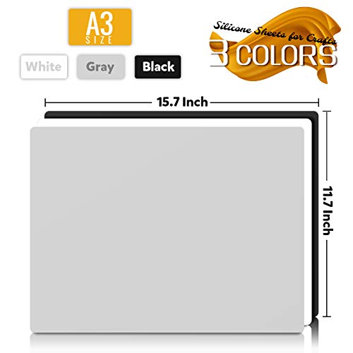 LEOBRO Silicone Mat, 3 PCS Silicone Mats for Crafts, Resin Molds, Play Dough Mat, Clay Mats, for Epoxy Resin, Crafts, Black & Light Gray & White, 15.7”x 11.7 - color: Light Gray & Black & White, size: 15.7" x 11.7"