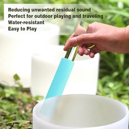 Singing Bowl Mallet Blue Acrylic Rubber Striker Mallet for Playing Quartz Crystal Singing Bowl with Bundle Pocket - color: Blue