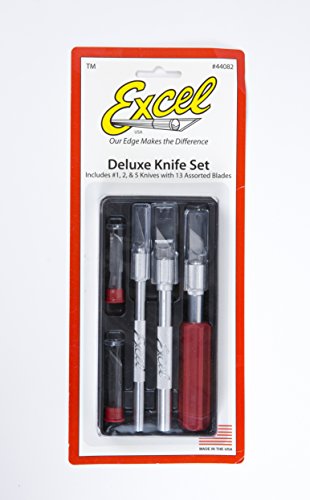 Excel Blades Hobby Knife Set, American Made Craft Knife Kit with 13 Assorted Blades (Plastic Case)