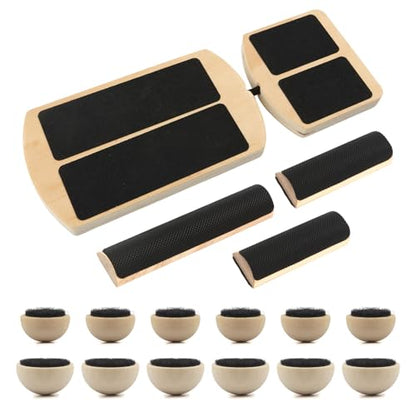 Adjustable Ankle Balance Board, Non-Slip Wooden Wobble Trainer, 300lb