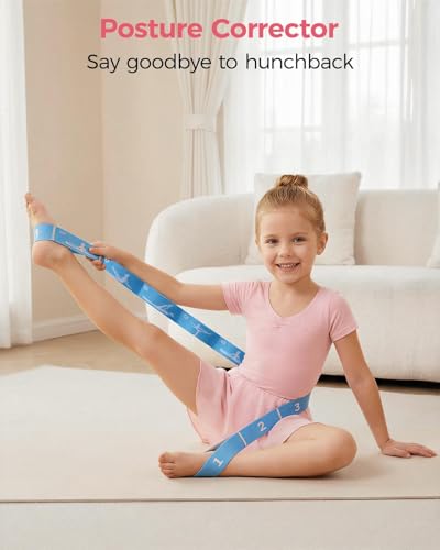 Slim Panda 2 PCS Stretch Strap for Kids Gymnastics Multi-Loop Elastic Strap for Ballet, Latin, Dance, Yoga, Children Flexibility Training & Exercise Resistance Yoga Band- 8 Loops - color: Red & Blue