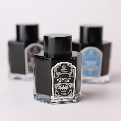 Fountain Pen Ink 50ml Non-Carbon, Dye-Based Ink Bottle for Smooth Writing - Fast Drying, Vivid Colors, Clog-Free Formula, Compatible with Fountain Pens, Dip Pens,Calligraphy LL711 (Black)