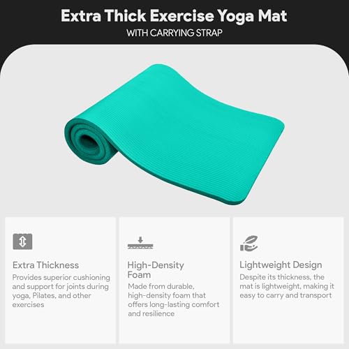 BalanceFrom 1-inch Thick 71x24 Inches Extra Thick Exercise Yoga Mat - color: Green
