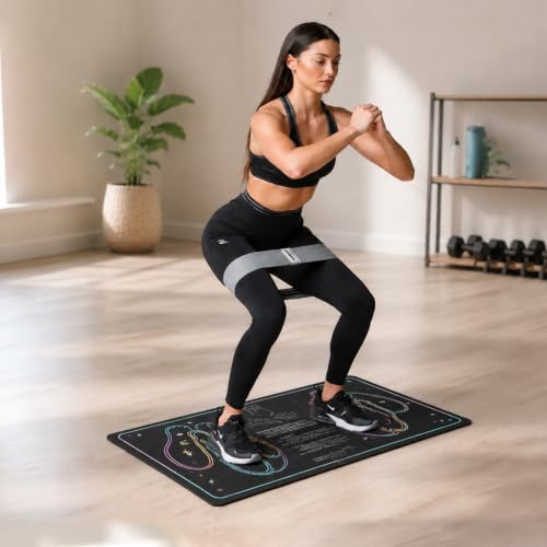 Workout Mat for Home Gym, Diatomite Non-Slip Yoga Exercise Mat, Natural Rubber Fitness Mat with Shock Absorption, Washable - color: Black