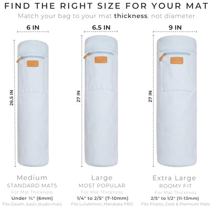UDANA Canvas Yoga Mat Bag for Women & Men, Full-Zip Carrier with 3 Pockets & Adjustable Strap, Stylish Gym & Pilates Bag – Available in Multiple Sizes