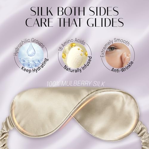 OLESILK Silk Sleep Eye Mask Blindfold with Double Layer Silk Filling for Full Night's Sleep, Luxury Eye Cover Eyeshade for Women Men with Travel Bag and Ear Plugs, Taupe - color: Taupe