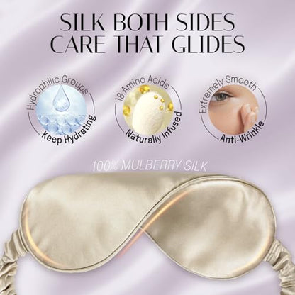 OLESILK Silk Sleep Eye Mask Blindfold with Double Layer Silk Filling for Full Night's Sleep, Luxury Eye Cover Eyeshade for Women Men with Travel Bag and Ear Plugs, Taupe - color: Taupe