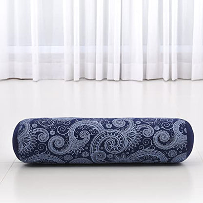 Leewadee Small Yoga Bolster – Shape-Retaining Cervical Neck Roll, Tube Pillow for Comfortable Reading, Kapok Filling, 22 x 6 x 6 inches - color: Cbt1 - Blue
