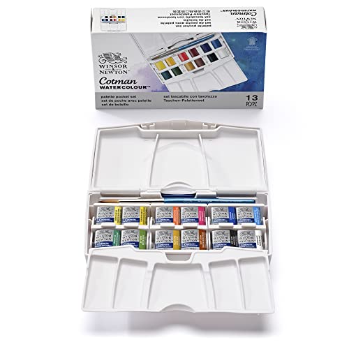 Winsor & Newton Cotman Watercolor Paint Set, 12 Half Pan Palette Pocket Set | Introductory Watercolor made with Fine Art Pigments, Perfect for Beginners, Lightfast & Permanent, Good Tinting Strength - style: 12 Half Pan Palette Pocket Set